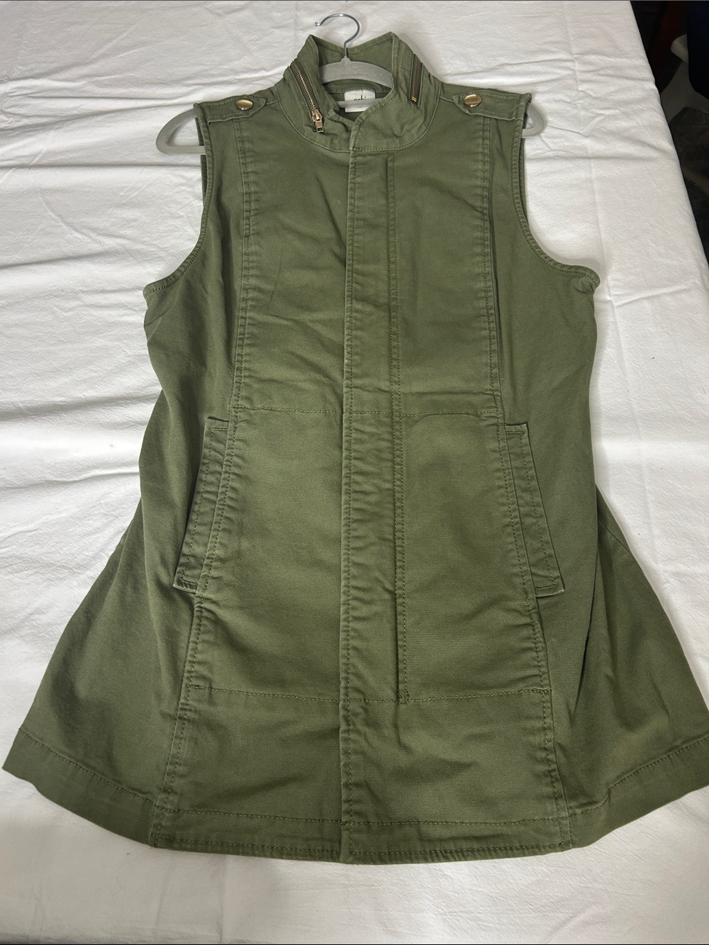CAbi Olive Green Sleeveless Utility Vest
